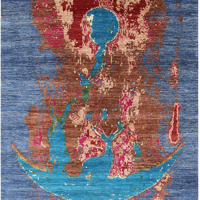 Machine Washable Industrial Modern Columbia Blue Rug, wshurb1786