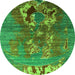 Round Oriental Green Industrial Rug, urb1786grn