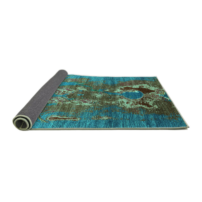 Sideview of Oriental Turquoise Industrial Rug, urb1786turq
