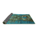 Sideview of Oriental Turquoise Industrial Rug, urb1786turq