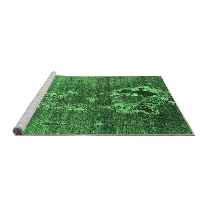 Sideview of Machine Washable Oriental Emerald Green Industrial Area Rugs, wshurb1786emgrn