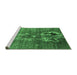 Sideview of Machine Washable Oriental Emerald Green Industrial Area Rugs, wshurb1786emgrn