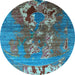 Round Oriental Light Blue Industrial Rug, urb1786lblu