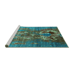 Sideview of Machine Washable Oriental Turquoise Industrial Area Rugs, wshurb1786turq