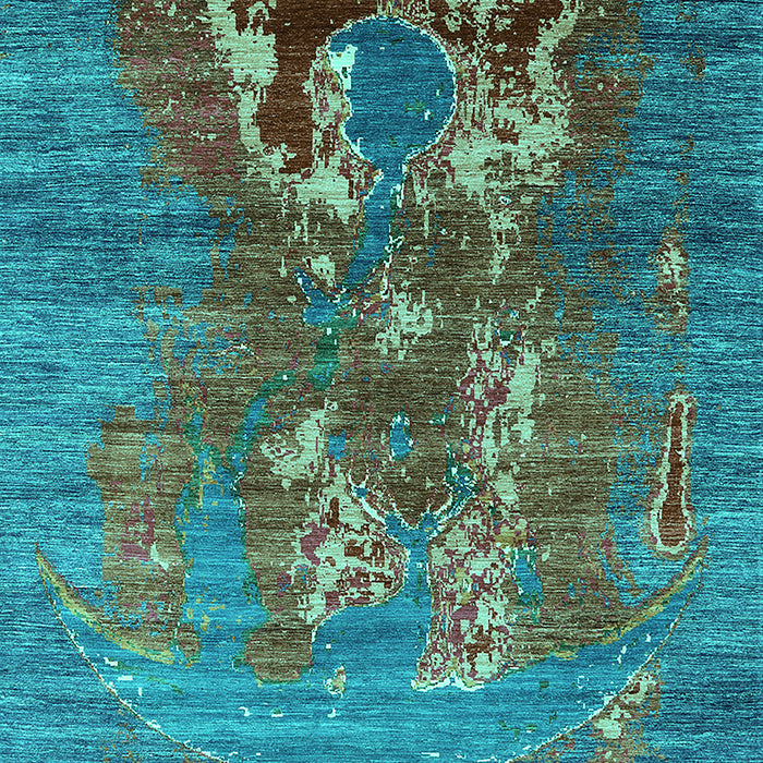 Machine Washable Oriental Turquoise Industrial Area Rugs, wshurb1786turq