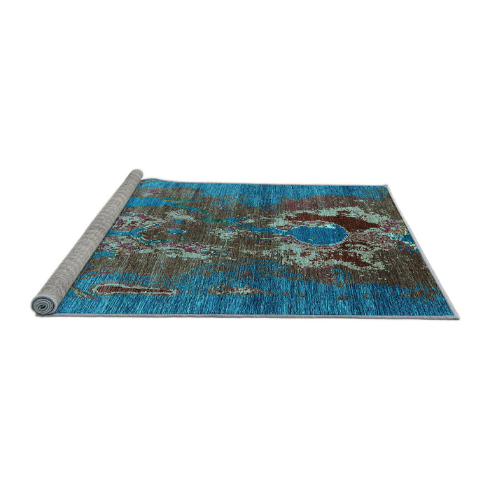 Sideview of Machine Washable Oriental Light Blue Industrial Rug, wshurb1786lblu