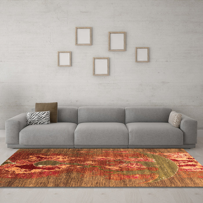 Machine Washable Oriental Orange Industrial Area Rugs in a Living Room, wshurb1786org