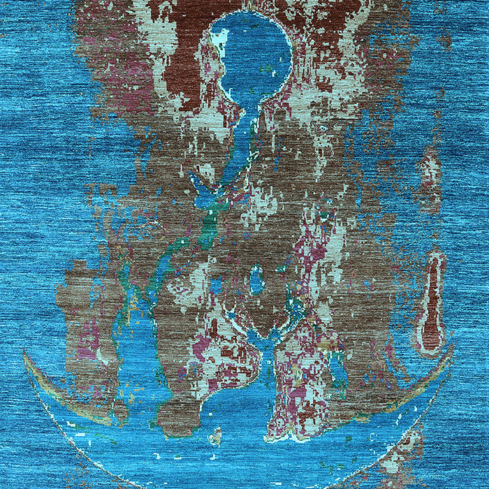 Machine Washable Oriental Light Blue Industrial Rug, wshurb1786lblu