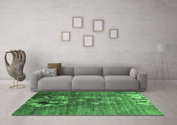 Machine Washable Oriental Emerald Green Industrial Area Rugs in a Living Room,, wshurb1786emgrn