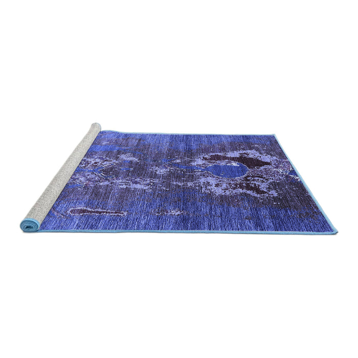 Sideview of Machine Washable Oriental Blue Industrial Rug, wshurb1786blu