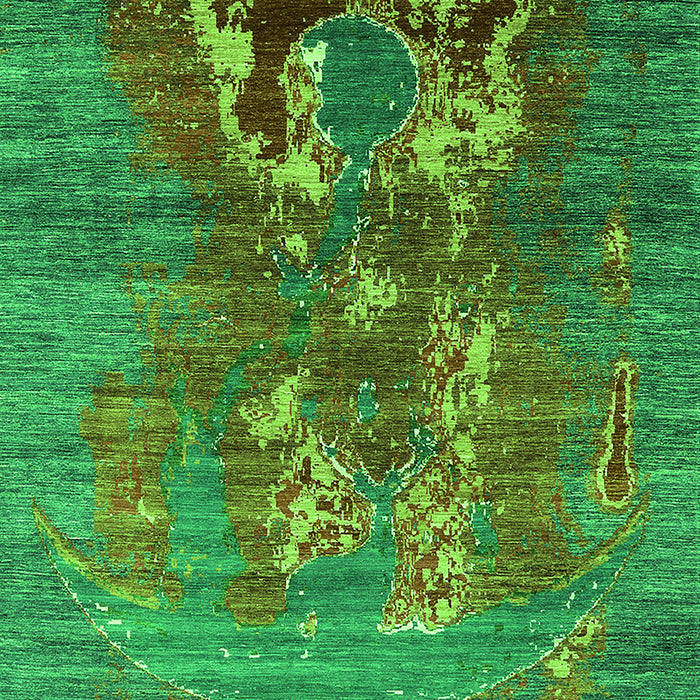 Machine Washable Oriental Green Industrial Area Rugs, wshurb1786grn