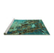 Sideview of Machine Washable Oriental Turquoise Industrial Area Rugs, wshurb1787turq