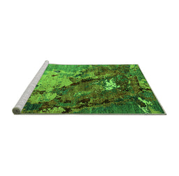 Sideview of Machine Washable Oriental Green Industrial Area Rugs, wshurb1787grn