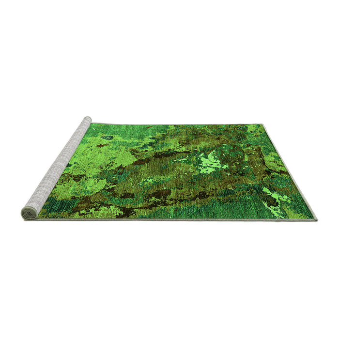 Sideview of Machine Washable Oriental Green Industrial Area Rugs, wshurb1787grn