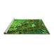 Sideview of Machine Washable Oriental Green Industrial Area Rugs, wshurb1787grn