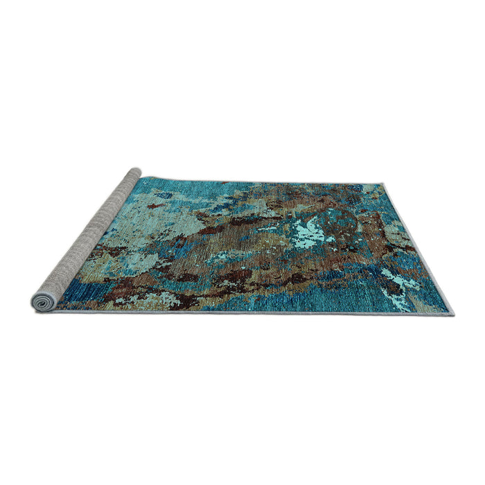 Sideview of Machine Washable Oriental Light Blue Industrial Rug, wshurb1787lblu