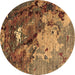 Round Oriental Brown Industrial Rug, urb1787brn