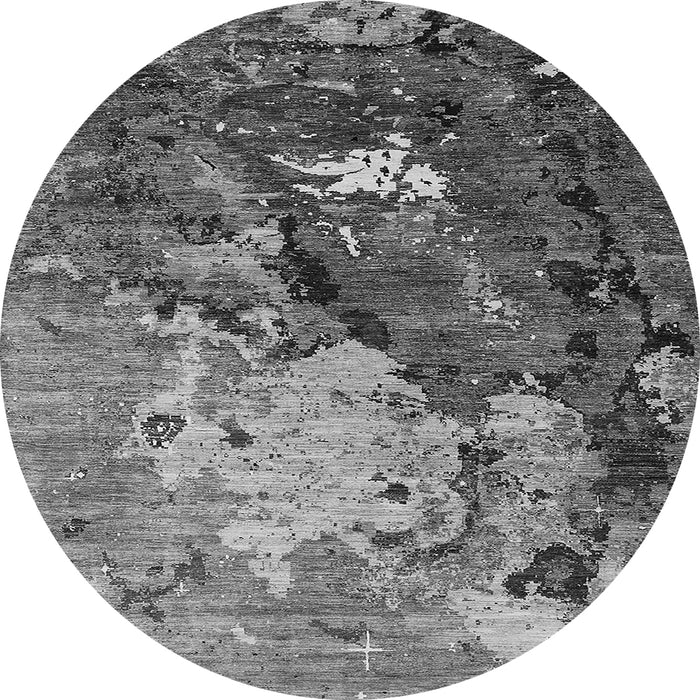 Round Machine Washable Oriental Gray Industrial Rug, wshurb1787gry