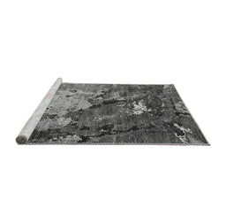 Sideview of Machine Washable Oriental Gray Industrial Rug, wshurb1787gry