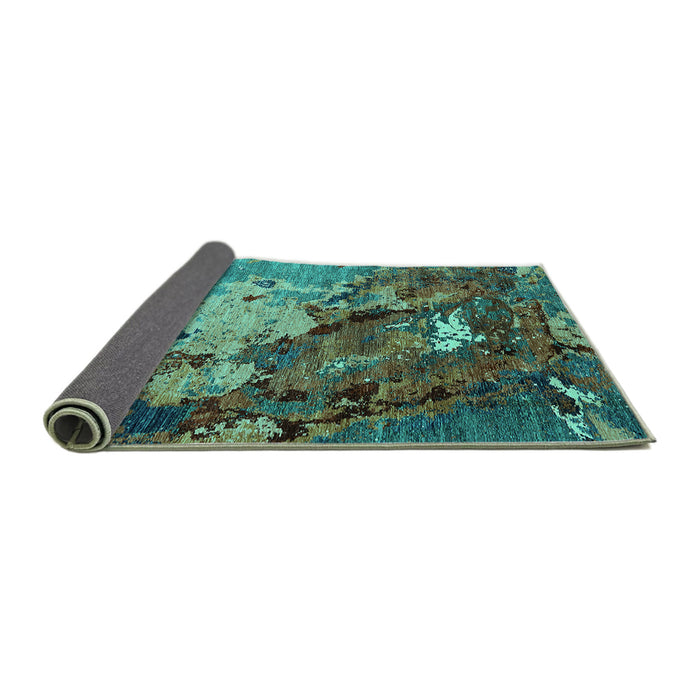 Sideview of Oriental Turquoise Industrial Rug, urb1787turq