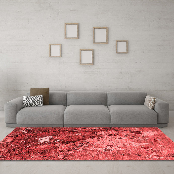 Industrial Red Washable Rugs