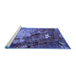 Sideview of Machine Washable Oriental Blue Industrial Rug, wshurb1787blu