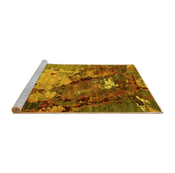 Sideview of Machine Washable Oriental Yellow Industrial Rug, wshurb1787yw