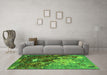 Machine Washable Oriental Green Industrial Area Rugs in a Living Room,, wshurb1787grn