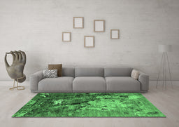 Machine Washable Oriental Emerald Green Industrial Area Rugs in a Living Room,, wshurb1787emgrn