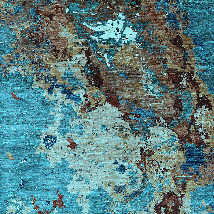 Machine Washable Oriental Light Blue Industrial Rug, wshurb1787lblu