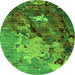 Round Oriental Green Industrial Rug, urb1787grn