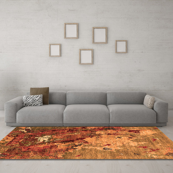 Machine Washable Oriental Orange Industrial Area Rugs in a Living Room, wshurb1787org