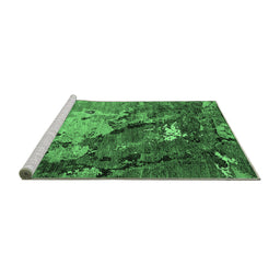 Sideview of Machine Washable Oriental Emerald Green Industrial Area Rugs, wshurb1787emgrn