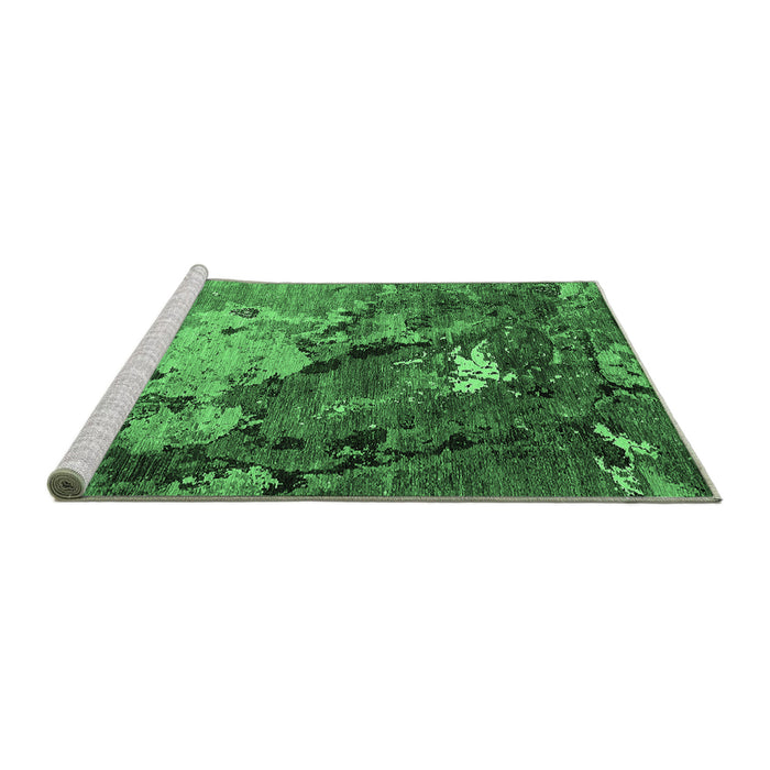 Sideview of Machine Washable Oriental Emerald Green Industrial Area Rugs, wshurb1787emgrn