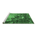 Sideview of Machine Washable Oriental Emerald Green Industrial Area Rugs, wshurb1787emgrn