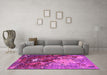 Machine Washable Oriental Pink Industrial Rug in a Living Room, wshurb1787pnk