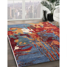 Mid-Century Modern Gunmetal Gray Oriental Rug in Family Room, urb1788