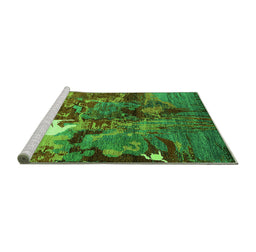 Sideview of Machine Washable Oriental Green Industrial Area Rugs, wshurb1788grn