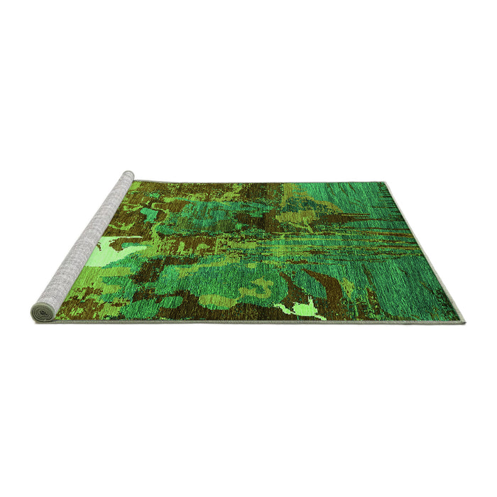Sideview of Machine Washable Oriental Green Industrial Area Rugs, wshurb1788grn