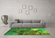 Machine Washable Oriental Green Industrial Area Rugs in a Living Room,, wshurb1788grn