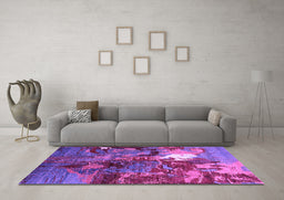Machine Washable Oriental Purple Industrial Area Rugs in a Living Room, wshurb1788pur