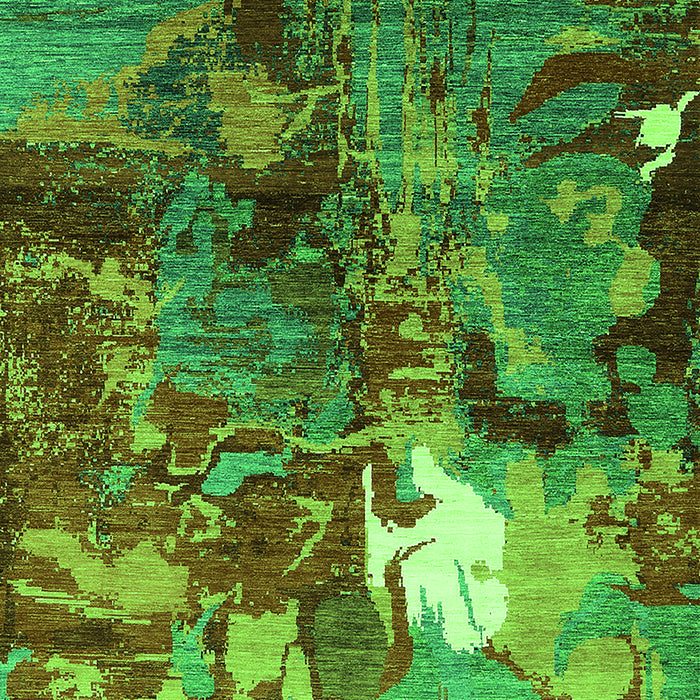 Machine Washable Oriental Green Industrial Area Rugs, wshurb1788grn