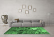 Machine Washable Oriental Emerald Green Industrial Area Rugs in a Living Room,, wshurb1788emgrn