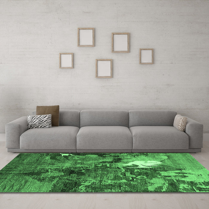 Machine Washable Oriental Emerald Green Industrial Area Rugs in a Living Room,, wshurb1788emgrn