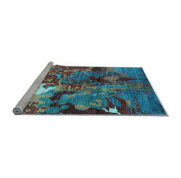 Sideview of Machine Washable Oriental Light Blue Industrial Rug, wshurb1788lblu