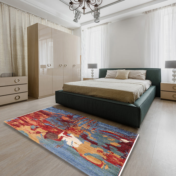 Machine Washable Industrial Modern Gunmetal Gray Rug in a Bedroom, wshurb1788