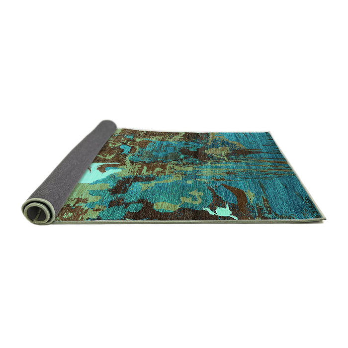 Sideview of Oriental Turquoise Industrial Rug, urb1788turq