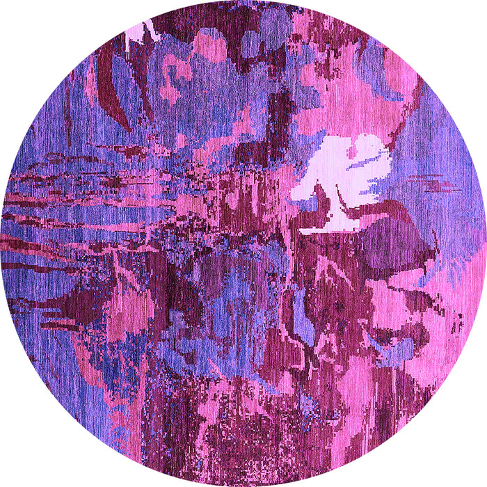 Round Machine Washable Oriental Purple Industrial Area Rugs, wshurb1788pur