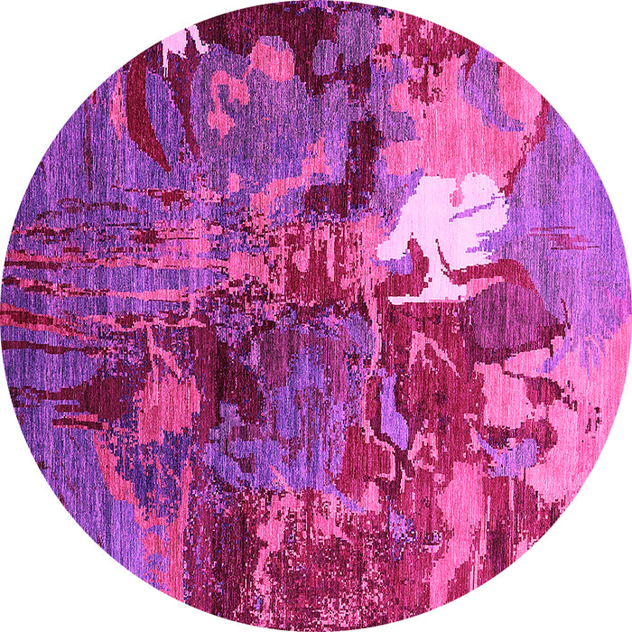 Round Machine Washable Oriental Pink Industrial Rug, wshurb1788pnk