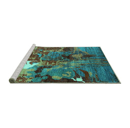 Sideview of Machine Washable Oriental Turquoise Industrial Area Rugs, wshurb1788turq